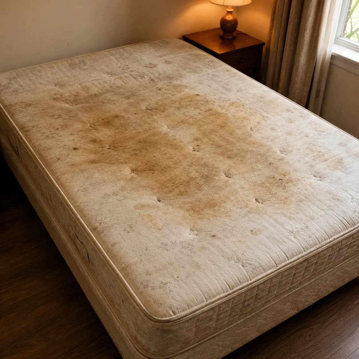 Matelas 2 personnes — avant / après — avant intervention StrasClean